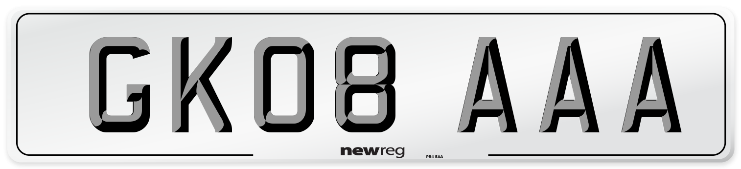 GK08 AAA Number Plate from New Reg